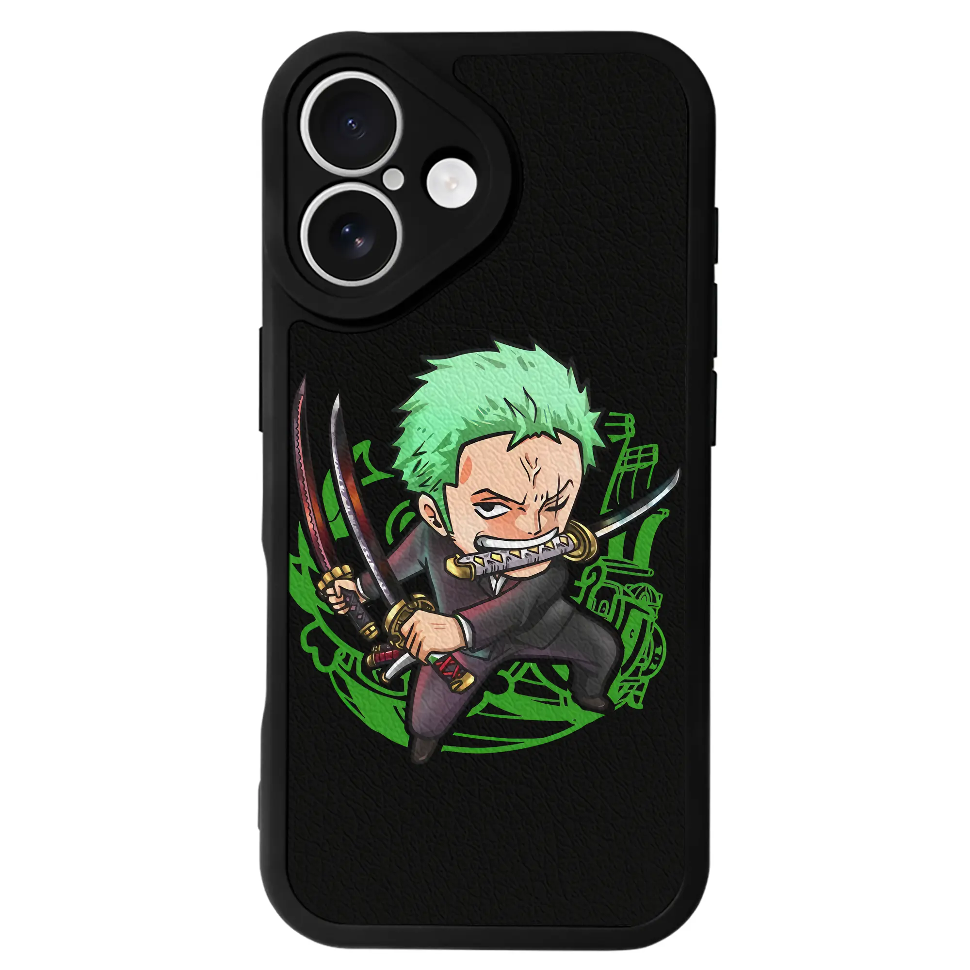 ワンピース グッズ ロロノア・ゾロ - IPhone 16シリーズ対応 ・ シリコンスマホケース ・ レザー調 ・ 高精度フィット ・ 耐衝撃 ・ ワイヤレス充電対応 ・ 精密カット